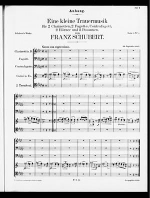 Anhang: Eine kleine Trauermusik, D. 79, E Flat Minor Anhang: Eine kleine Trauermusik, D. 79, E Flat Minor
