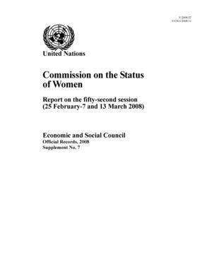 Report on the 52nd Session, New York, 25 February-7 and 13 March 2008 Report on the 52nd Session, New York, 25 February-7 and 13 March 2008