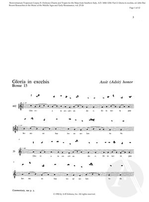 Gloria in excelsis, Bosse 15: Assit (Adsit) honor Gloria in excelsis, Bosse 15: Assit (Adsit) honor