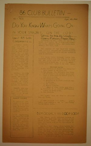 86 Club Bulletin, Vol. 1 no. 3, April 28, 1941 86 Club Bulletin, Vol. 1 no. 3, April 28, 1941