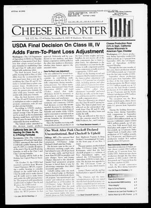 Cheese Reporter, Vol. 127, No. 18, Friday, November 8, 2002 Cheese Reporter, Vol. 127, No. 18, Friday, November 8, 2002
