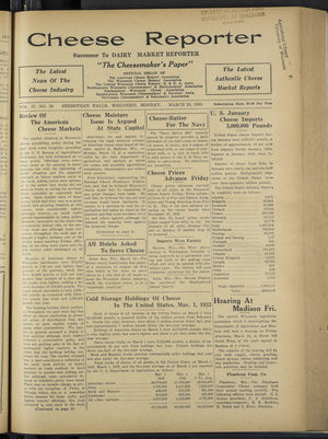 Cheese Reporter, Vol. 57, no. 28, March 20, 1933 Cheese Reporter, Vol. 57, no. 28, March 20, 1933