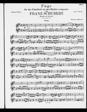 Fuge, Primo Part, Op. 152 / D. 952, E Minor Fuge, Primo Part, Op. 152 / D. 952, E Minor