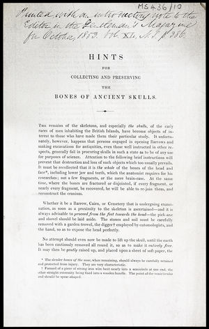 Hints for Collecting and Preserving the Bones of Ancient Skulls Hints for Collecting and Preserving the Bones of Ancient Skulls