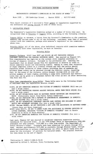 1978 Final Legislative Report 1978 Final Legislative Report