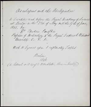 Asculapius and the Asclepiadae: A Treatise Read Before the Royal Academy of Sciences at Berlin on the 22nd of May and the 19th of June, 1845 Asculapius and the Asclepiadae: A Treatise Read Before the Royal Academy of Sciences at Berlin on the 22nd of May and the 19th of June, 1845