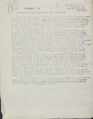 Appendix II: Notes from the Conversation of a Fisherman, November 1939 - May 1940 Appendix II: Notes from the Conversation of a Fisherman, November 1939 - May 1940