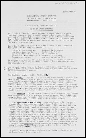 IAI, May 1973 - Executive Council meeting, London, June 1973 IAI, May 1973 - Executive Council meeting, London, June 1973