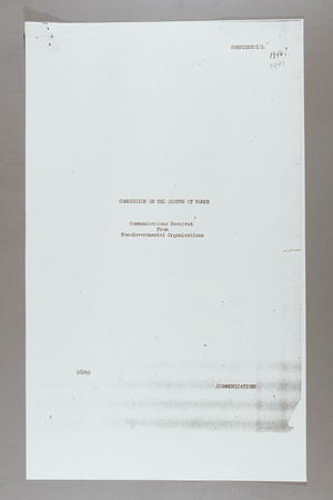 Communications Received from Non-Governmental Organizations Communications Received from Non-Governmental Organizations
