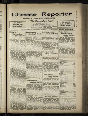 Cheese Reporter, Vol. 54, no. 26, Saturday, March 8, 1930 Cheese Reporter, Vol. 54, no. 26, Saturday, March 8, 1930