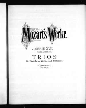 Trio No. 1 für Pianoforte, Violine, und Violoncell Trio No. 1 für Pianoforte, Violine, und Violoncell