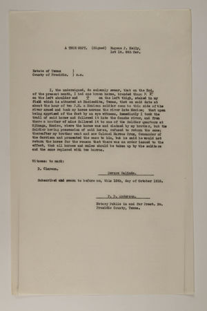 Deposition of Severo Galindo, October 15, 1918 Deposition of Severo Galindo, October 15, 1918