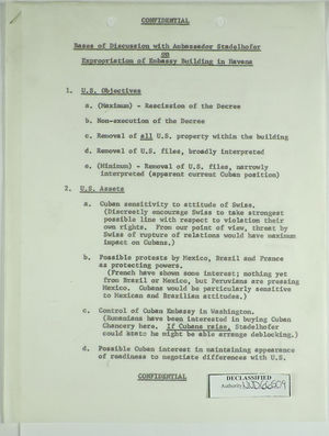 Discussion with Ambassador Stadelhofer on Expropriation of Embassy Building in Havana, 1963 Discussion with Ambassador Stadelhofer on Expropriation of Embassy Building in Havana, 1963
