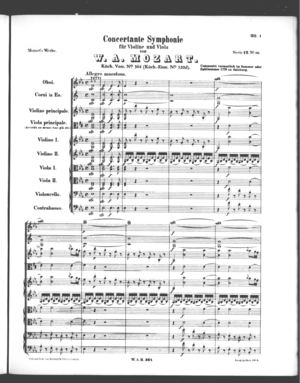 Concertante Symphonie für Violine und Viola, K. 364, K. 364, E Flat Major Concertante Symphonie für Violine und Viola, K. 364, K. 364, E Flat Major