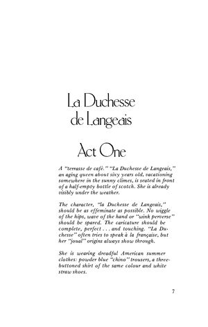 La Duchesse de Langeais La Duchesse de Langeais