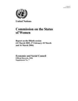 Report on the 50th Session, New York, 22 March 2005, 27 February-10 March and 16 March 2006 Report on the 50th Session, New York, 22 March 2005, 27 February-10 March and 16 March 2006