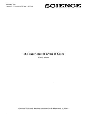 The Experience of Living in Cities The Experience of Living in Cities