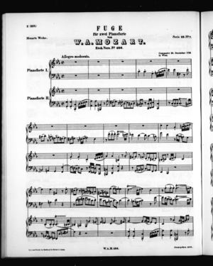 Fuge für zwei pianoforte, K. 426, C Minor Fuge für zwei pianoforte, K. 426, C Minor