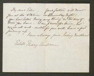 Letter from Edith Anderson to Edith Thompson, undated Letter from Edith Anderson to Edith Thompson, undated