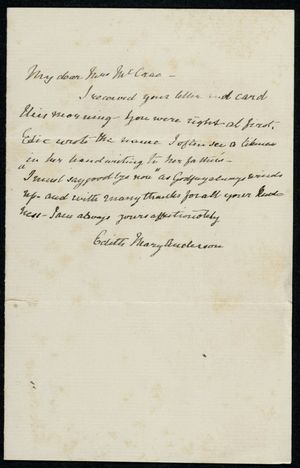 Letter from Edith Anderson to Georgiana McCrae, undated Letter from Edith Anderson to Georgiana McCrae, undated