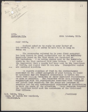 Letter from A. Alderman to H.R. Smith, Oct. 20, 1939 Letter from A. Alderman to H.R. Smith, Oct. 20, 1939