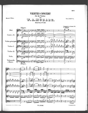Viertes Concert für die Violine, K. 218, D Major Viertes Concert für die Violine, K. 218, D Major