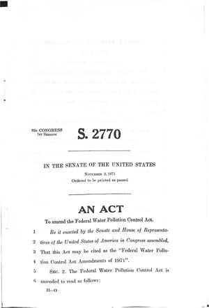92d Congress 1st Session S. 2770 an Act to Amend the Federal Water Pollution Control Act 92d Congress 1st Session S. 2770 an Act to Amend the Federal Water Pollution Control Act