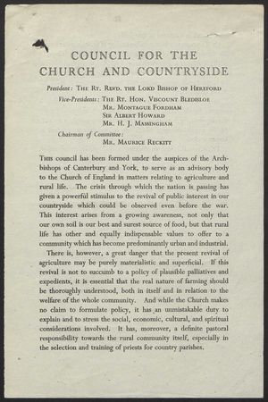 Council for the Church and Countryside Council for the Church and Countryside