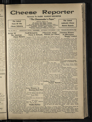Cheese Reporter, Vol. 55, no. 8, November 1, 1930 Cheese Reporter, Vol. 55, no. 8, November 1, 1930