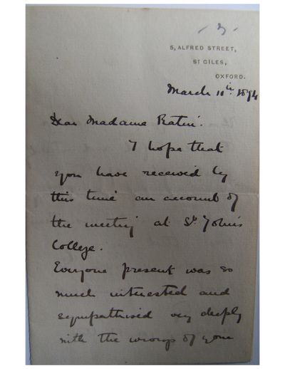 Oona H Ball To Emilia Rațiu Oxford 10 March 1894 Alexander Street A Proquest Company