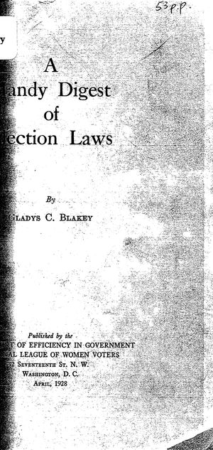 A Handy Digest of Election Laws A Handy Digest of Election Laws