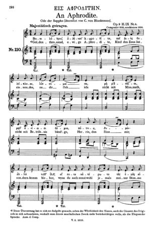 An Aphrodite, Op. 9, Heft 9, No. 4 An Aphrodite, Op. 9, Heft 9, No. 4