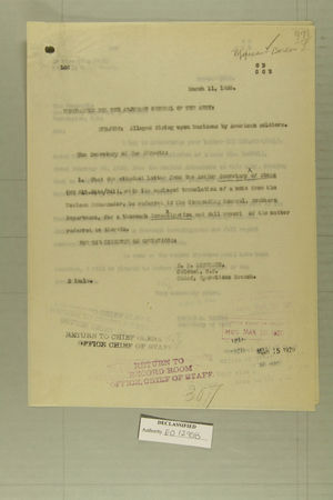 Alleged Firing Upon Mexicans by American Soldiers, March 11, 1920 Alleged Firing Upon Mexicans by American Soldiers, March 11, 1920