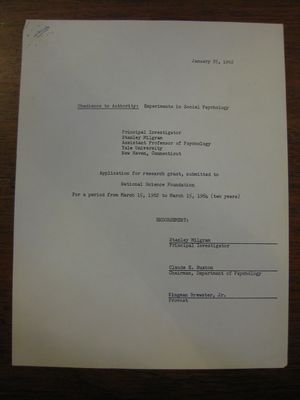 Application for Research Grant, January 25, 1962 Application for Research Grant, January 25, 1962