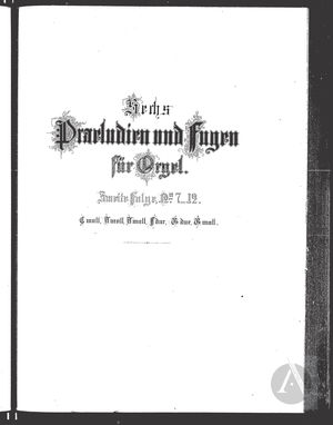 Praeludium et Fuga VII, BWV 537 J 40, C Minor Praeludium et Fuga VII, BWV 537 J 40, C Minor