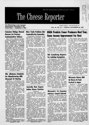 Cheese Reporter, Vol. 91, No. 14, Friday, November 24, 1967 Cheese Reporter, Vol. 91, No. 14, Friday, November 24, 1967