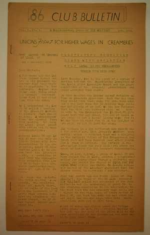 86 Club Bulletin, Vol. 1 no. 1, February 1941 86 Club Bulletin, Vol. 1 no. 1, February 1941