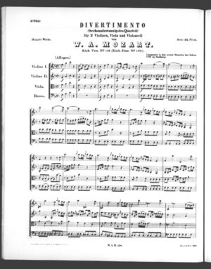 Divertimento (Sechsundzwanzigstes Quartett) Divertimento (Sechsundzwanzigstes Quartett)