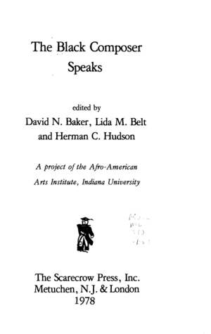 The Black Composer Speaks The Black Composer Speaks