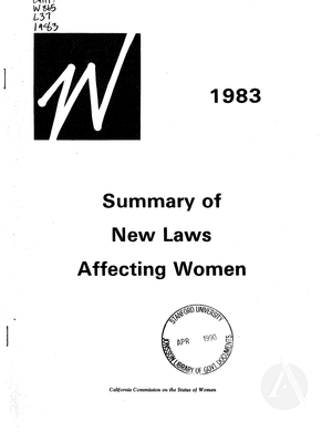 1983 Summary of New Laws Affecting Women 1983 Summary of New Laws Affecting Women