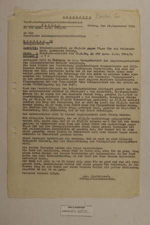 Abschrift, September 29, 1950 Abschrift, September 29, 1950