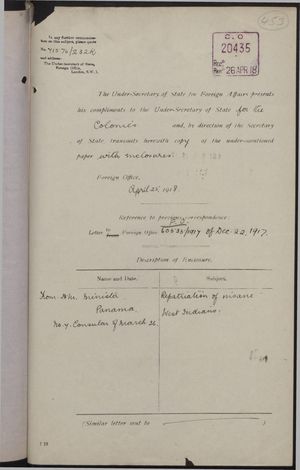 Correspondence re: Repatriation of Correspondence re: Repatriation of