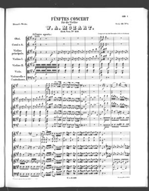 Fünftes Concert für die Violine, K. 219, A Major Fünftes Concert für die Violine, K. 219, A Major