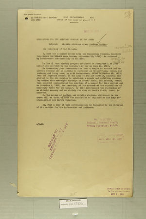 Airship Stations Along Mexican Border, March 30, 1920 Airship Stations Along Mexican Border, March 30, 1920
