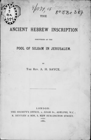 The Ancient Hebrew Inscription Discovered at the Pool of Siloam in Jerusalem The Ancient Hebrew Inscription Discovered at the Pool of Siloam in Jerusalem