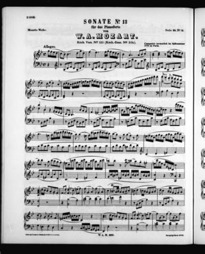 Sonate No. 13 für das Pianoforte (KV. 333) Sonate No. 13 für das Pianoforte (KV. 333)
