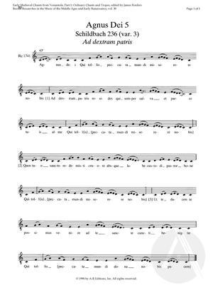 Agnus Dei 5. Schildbach 236 (var.3) - Ad dextram patris Agnus Dei 5. Schildbach 236 (var.3) - Ad dextram patris