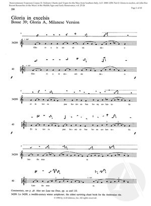 Gloria in excelsis, Bosse 39: Gloria A, Milanese Version Gloria in excelsis, Bosse 39: Gloria A, Milanese Version