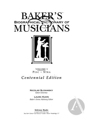 Baker's Biographical Dictionary of Musicians, vol. 5 Baker's Biographical Dictionary of Musicians, vol. 5