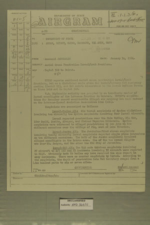 Airgram from AmConsul Jerusalem to Department of State, January 14, 1964 Airgram from AmConsul Jerusalem to Department of State, January 14, 1964